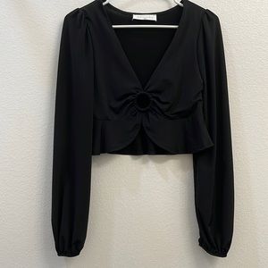 American Threads long sleeve cropped blouse